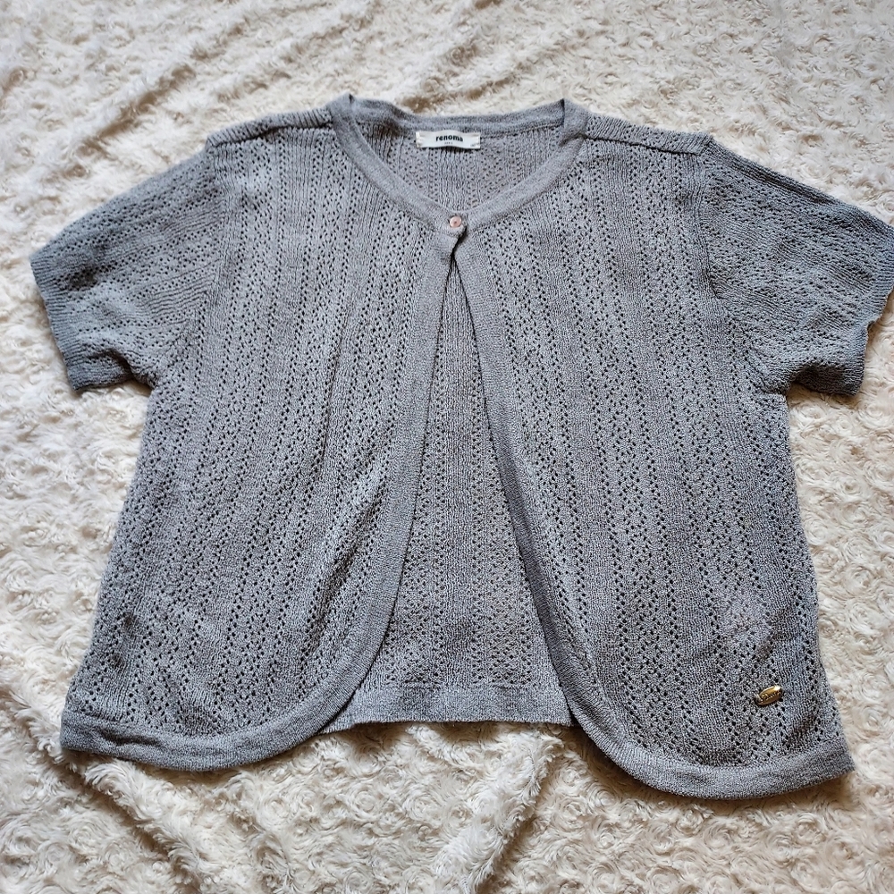 Feminine Renoma Paris grey Delicate Lightweight knit crop sweater small (180)